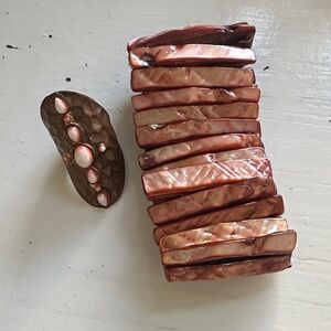 Elegant Pink and Brown Bracelet and Ring Set